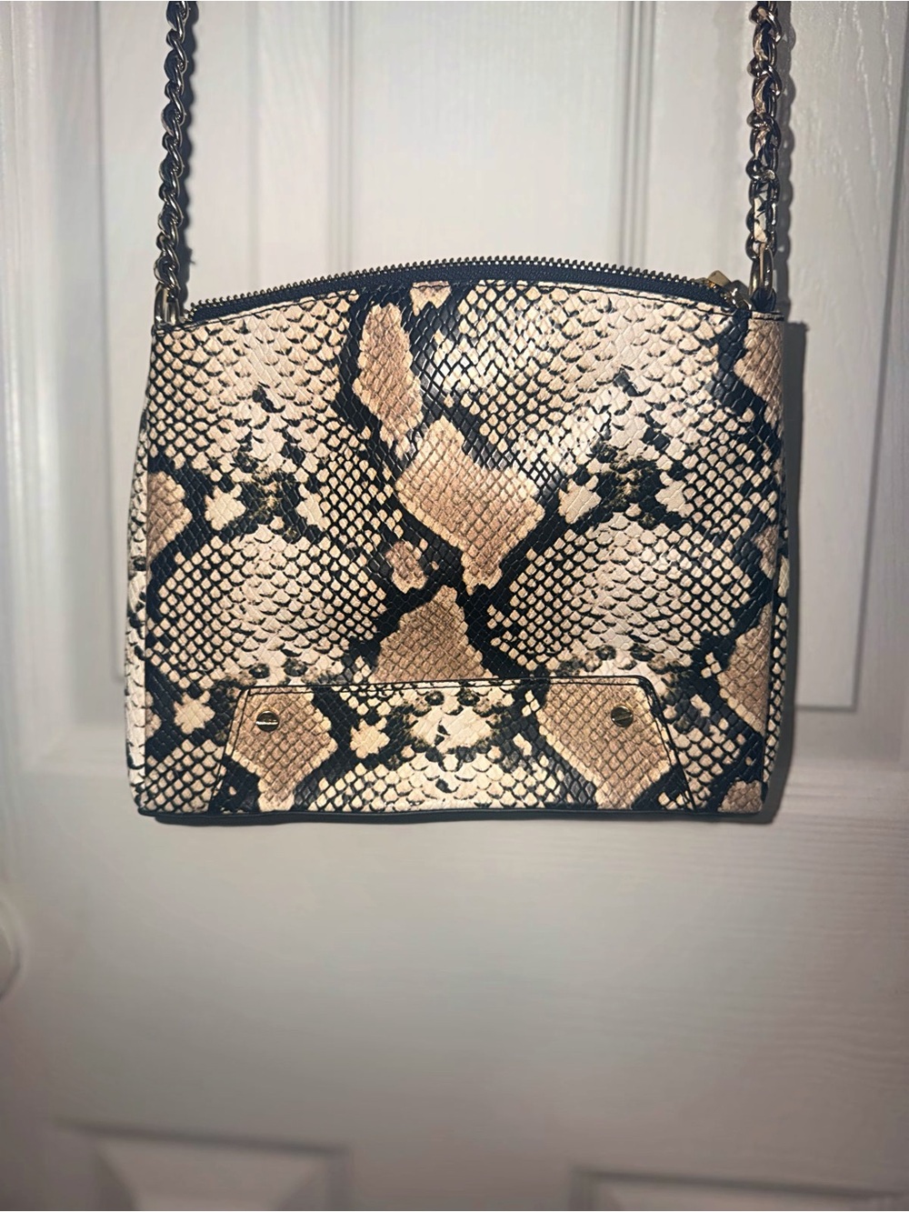 INC Faux Leather Snake Print Crossbody Purse